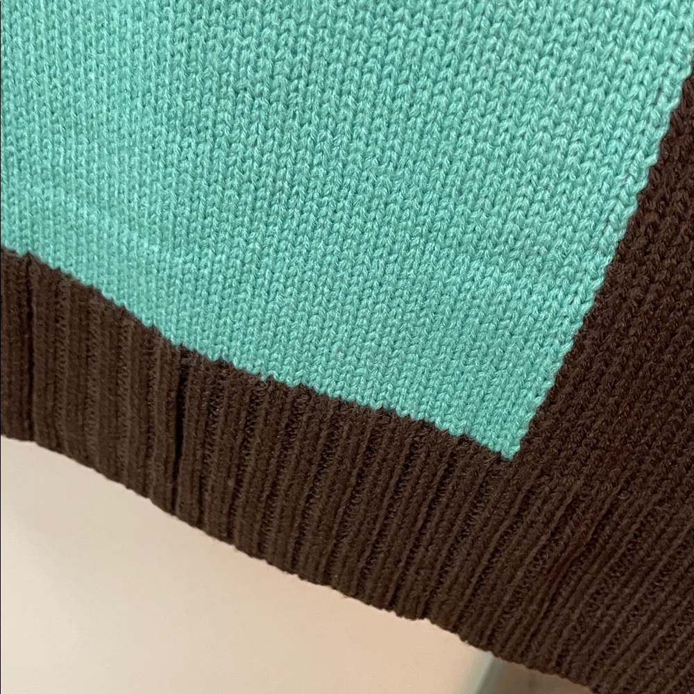 DAVI & DANI V-Neck Sweater in Teal and Brown - Picture 8 of 8